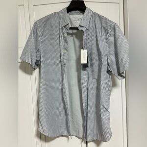 Banana Republic Luxe Poplin Shirt in White and Navy
